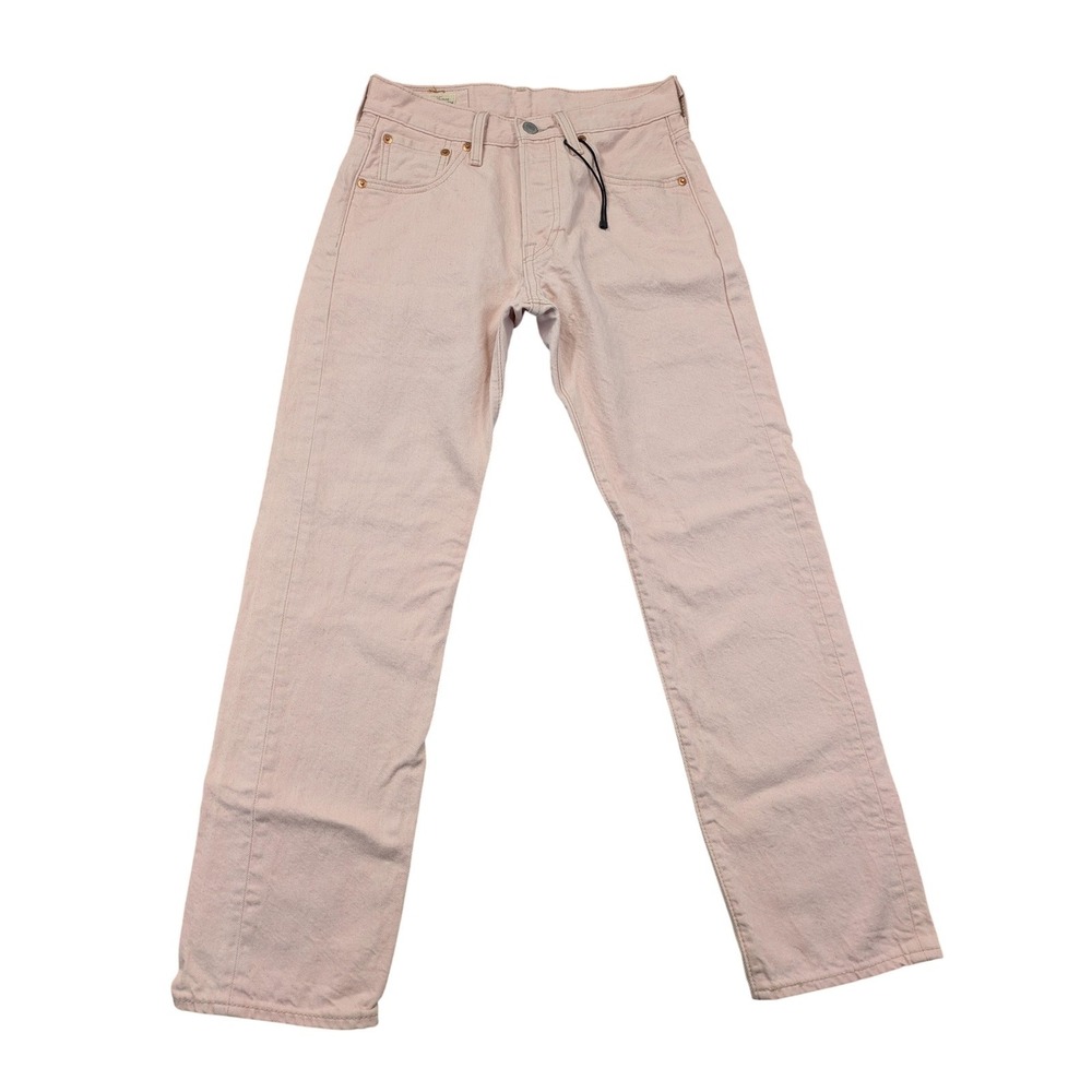 Levis 501 Jeans Mens 26x27 Pink Light Wash Button Fly Straight Leg Premium Denim